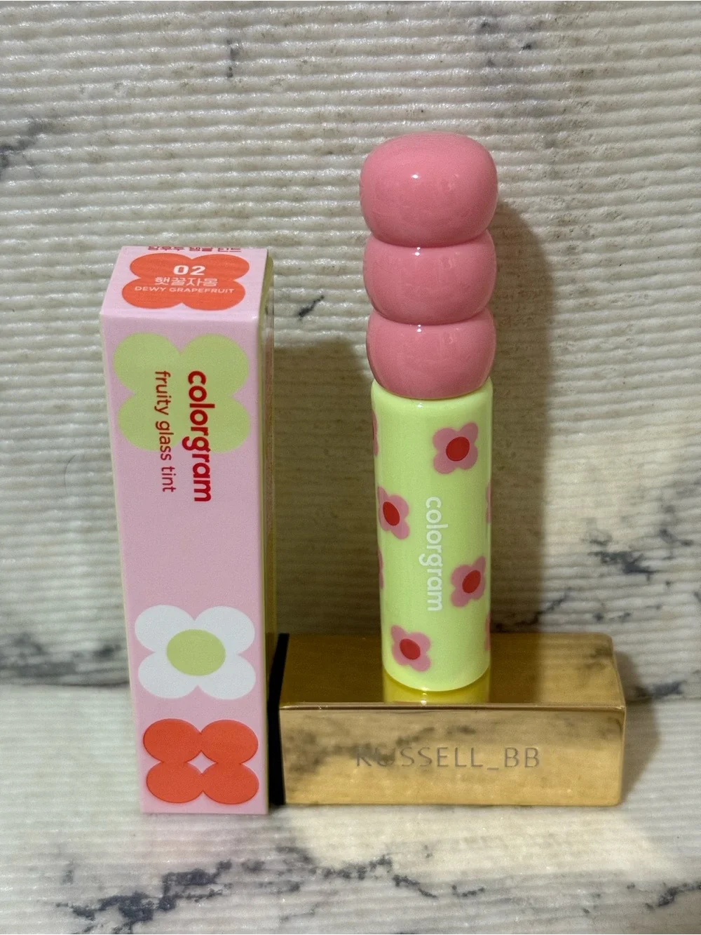 K-Beauty Colorgram Fruity Glass Tint #02 Dewy Grapefruit Lip Gloss